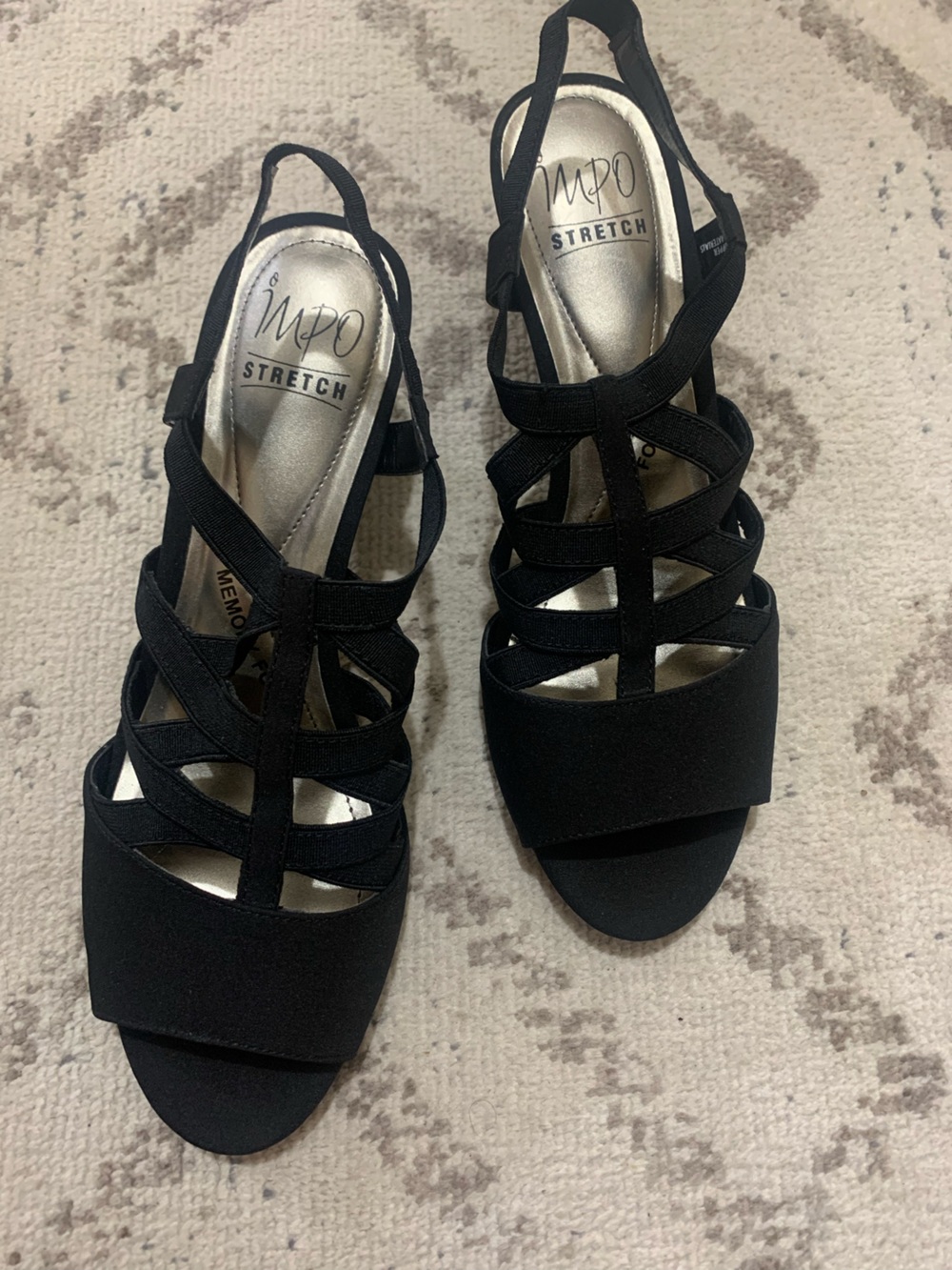 Memory Foam Black Strappy Women's Dress Heels